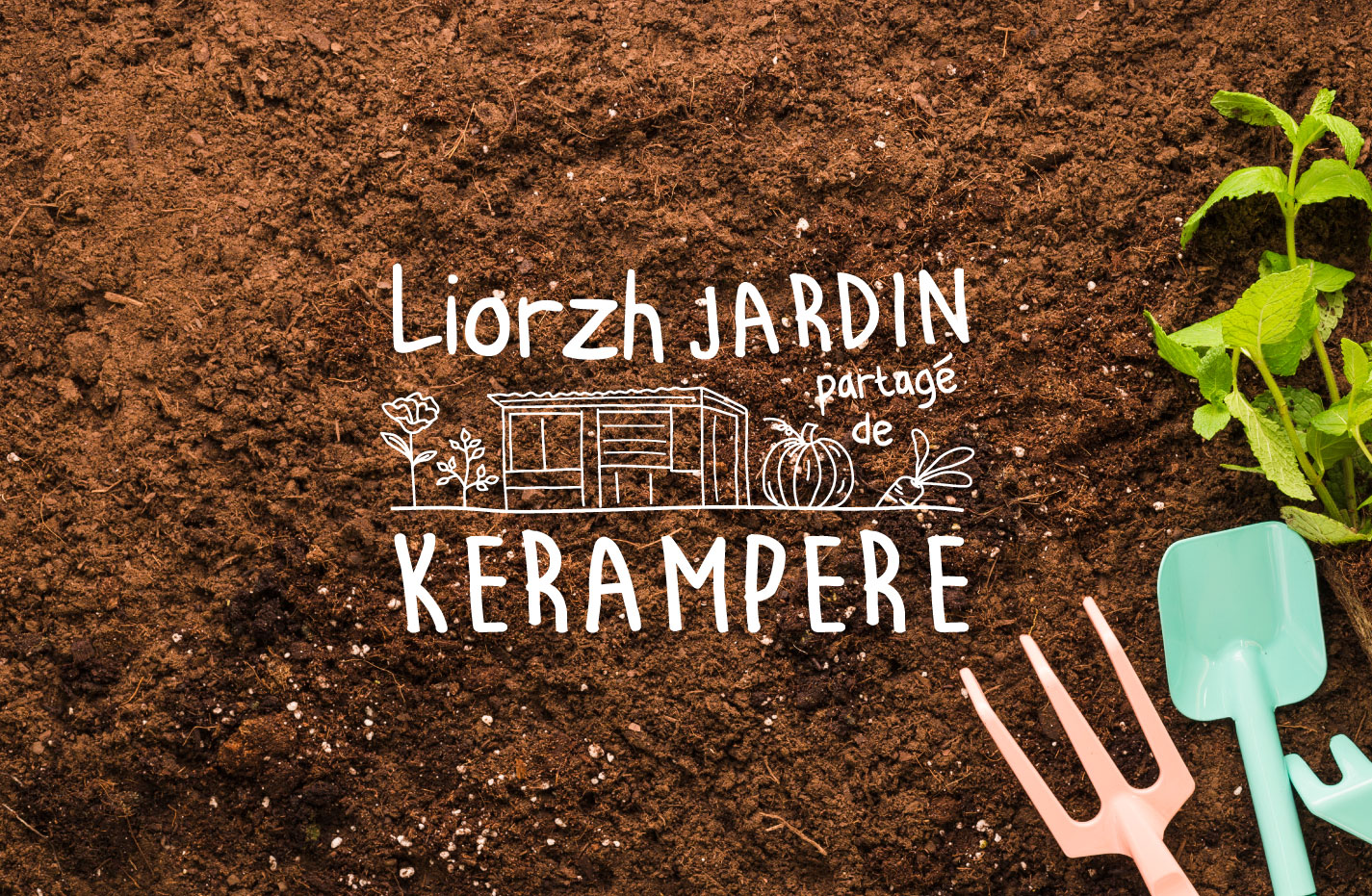 Logo jardin de Kerampéré sur fondde terre